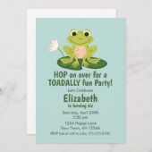 Cute Frog Birthday Invitation Kaart (Voorkant / Achterkant)