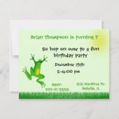 Cute frog Birthday Invitation Kaart (Voorkant)
