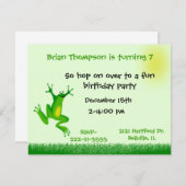 Cute frog Birthday Invitation Kaart (Voorkant / Achterkant)