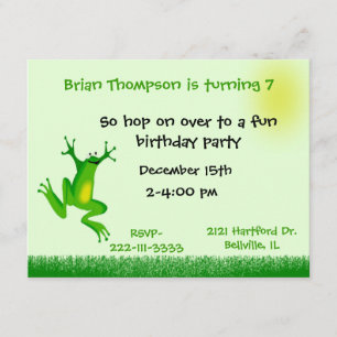 Cute frog Birthday Invitation Kaart