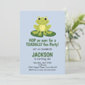 Cute Frog Birthday Invitation Kaart (Staand voorkant)