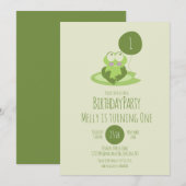 Cute Frog Birthday Party ballon Green Lily Pad Kaart (Voorkant / Achterkant)