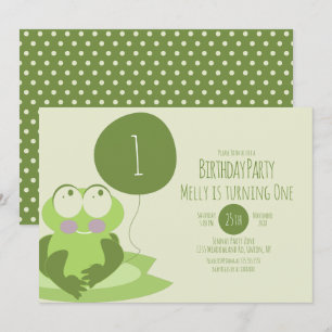 Cute Frog Birthday Party ballonvaarder Lily Pad Kaart