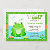 Cute Frog Birthday Party Invitation Kaart (Voorkant)