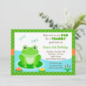 Cute Frog Birthday Party Invitation Kaart (Staand voorkant)