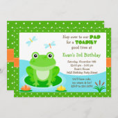 Cute Frog Birthday Party Invitation Kaart (Voorkant / Achterkant)