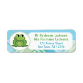 Cute Frog Blue en Green Plays Adresetiketten Etiket (Voorkant)