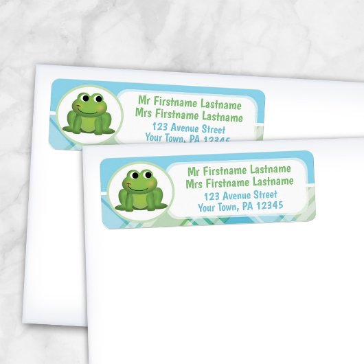 Cute Frog Blue en Green Plays Adresetiketten Etiket