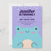 Cute Frog Cartoon Paarse Kinderen van afgelopen da Kaart (Voorkant)