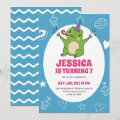 Cute Frog Cartoon Party Animal Kids Birthday Kaart (Voorkant / Achterkant)