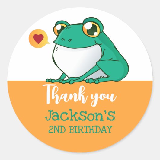 Cute Frog Cartoons Kinderen van Birthday Party Fav Ronde Sticker (Voorkant)