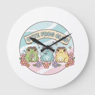 Cute Frog Club – Kawaii Pastel Frogs Floral Cute A Grote Klok