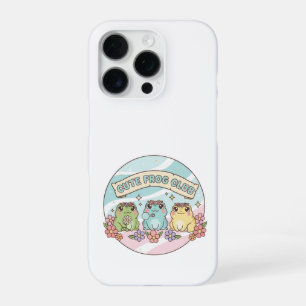Cute Frog Club – Kawaii Pastel Kikkers Bloemig Sch iPhone 16 Pro Hoesje