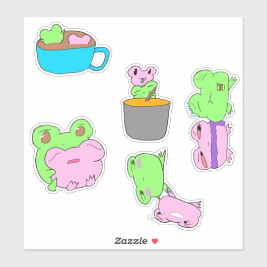 Cute frog couple valentine sticker sheet (Vel)