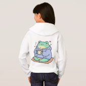 Cute Frog Cozy – Kawaii Frog Coffee T-Shirt (Achterkant volledig)