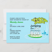 Cute frog die springt voor het Baby shower van de  Kaart (Voorkant)