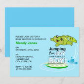 Cute frog die springt voor het Baby shower van de  Kaart (Voorkant / Achterkant)