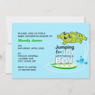 Cute frog die springt voor het Baby shower van de  Kaart