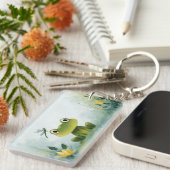 Cute Frog & Dragonfly – Zachte Natuurillustratie Sleutelhanger (Voorkant Rechts)