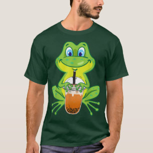 Cute Frog Drink buble Milk Tea Funny Boba Tea T-shirt