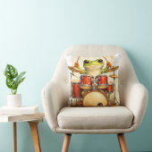 Cute Frog Drummer Throw Pillow – Fun Decor Kussen (Stoel)
