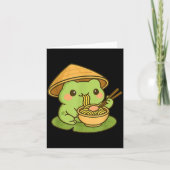 Cute Frog Eating Ramen Anime Japanese Men Women Ki Kaart (Voorkant)