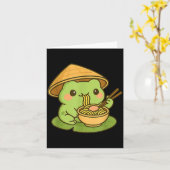 Cute Frog Eating Ramen Anime Japanese Men Women Ki Kaart (Gele Bloem)