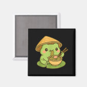 Cute Frog Eating Ramen Anime Japanese Men Women Ki Magneet (Voorkant / Achterkant)