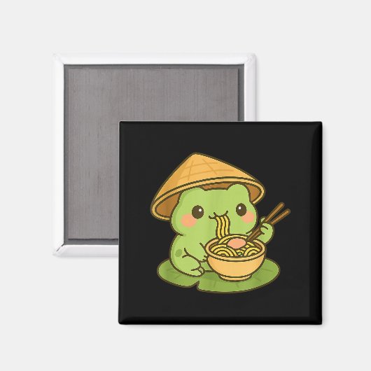 Cute Frog Eating Ramen Anime Japanese Men Women Ki Magneet (Voorkant / Achterkant)