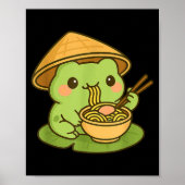 Cute Frog Eating Ramen Anime Japanese Men Women Ki Poster (Voorkant)
