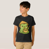 Cute Frog Eating Ramen Anime Japanese Men Women Ki T-shirt (Voorkant volledig)