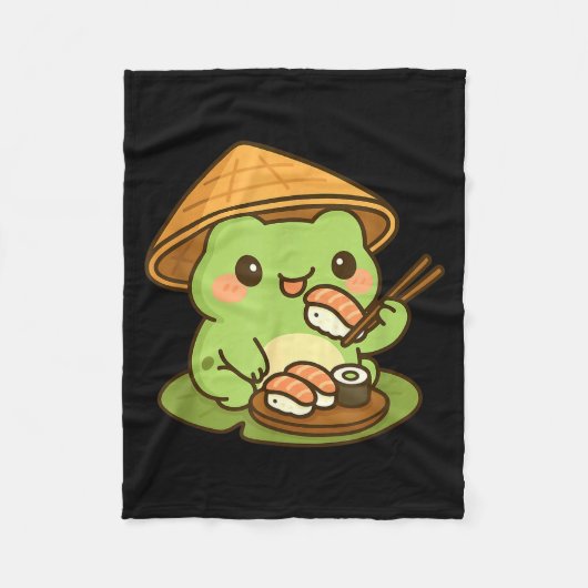 Cute Frog Eating Sushi Anime Japanese Men Women Ki Fleece Deken (Voorkant)
