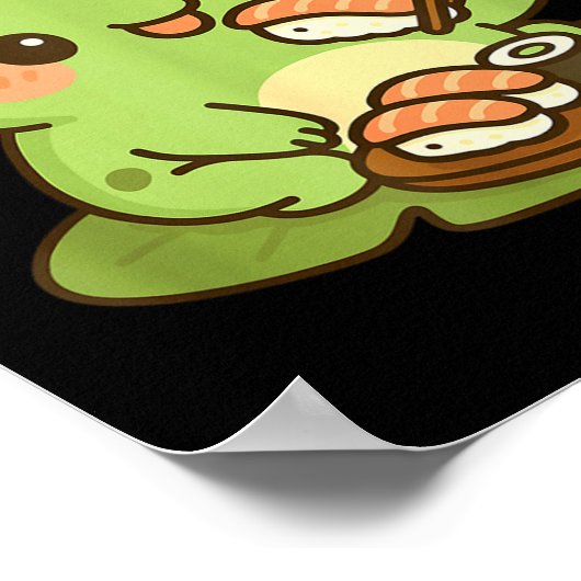 Cute Frog Eating Sushi Anime Japanese Men Women Ki Poster (Hoek)
