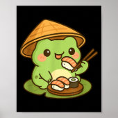 Cute Frog Eating Sushi Anime Japanese Men Women Ki Poster (Voorkant)