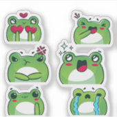 Cute Frog Emoji Reaction Faces Vinyl Sticker Set (Voorkant)