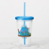 Cute frog en bee in tuinschilfering cartoon acryl drinkbeker (Voorkant)