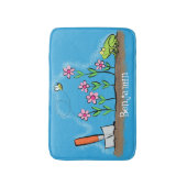 Cute frog en bee in tuinschilfering cartoon badmat (Voorkant Verticaal)