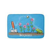 Cute frog en bee in tuinschilfering cartoon badmat (Voorkant)