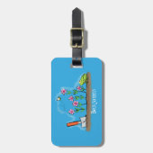 Cute frog en bee in tuinschilfering cartoon bagagelabel (Voorkant verticaal)
