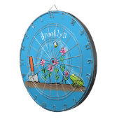 Cute frog en bee in tuinschilfering cartoon dartbord (Voorkant Rechts)