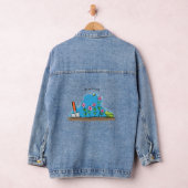 Cute frog en bee in tuinschilfering cartoon denim jacket (Hangar)