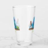 Cute frog en bee in tuinschilfering cartoon glas (Rechts)