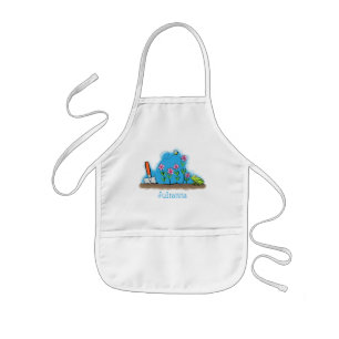 Cute frog en bee in tuinschilfering cartoon kinder schort