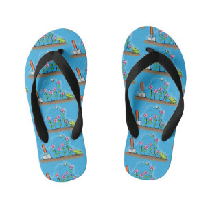 Cute frog en bee in tuinschilfering cartoon kinder teenslippers