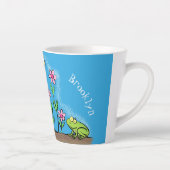 Cute frog en bee in tuinschilfering cartoon latte mok (Rechts)