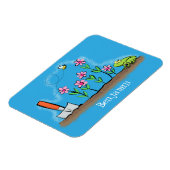 Cute frog en bee in tuinschilfering cartoon magneet (Linkerzijde)