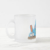 Cute frog en bee in tuinschilfering cartoon matglas koffiemok (Links)