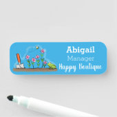 Cute frog en bee in tuinschilfering cartoon naamplaatje (In situ)