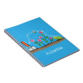 Cute frog en bee in tuinschilfering cartoon notitieboek (Rechterzijde)