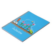 Cute frog en bee in tuinschilfering cartoon notitieboek (Linkerzijde)